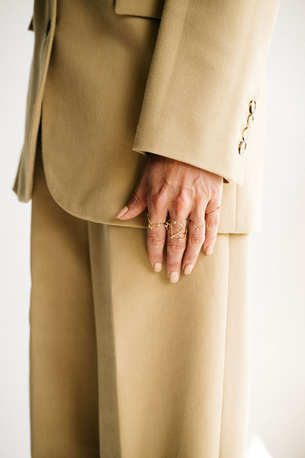 Lines Yelllow Gold Ring 54